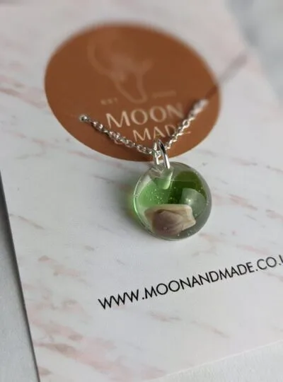 Sea Glass and Shell in Resin Pendant Necklace - Image 2