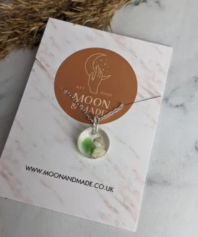 Sea Glass and Shell in Resin Pendant Necklace