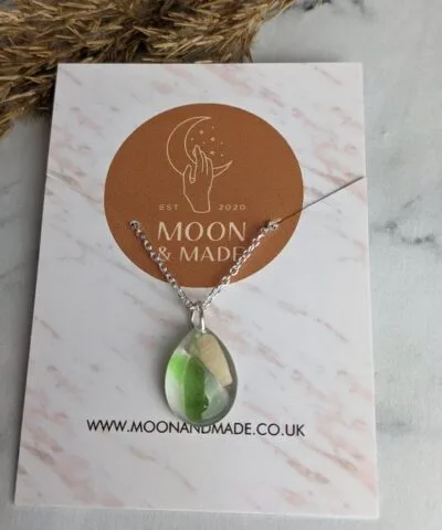 Sea Glass and Shell in Resin Pendant Necklace