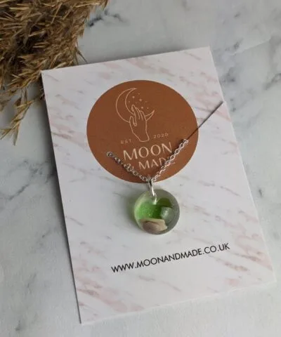 Sea Glass and Shell in Resin Pendant Necklace