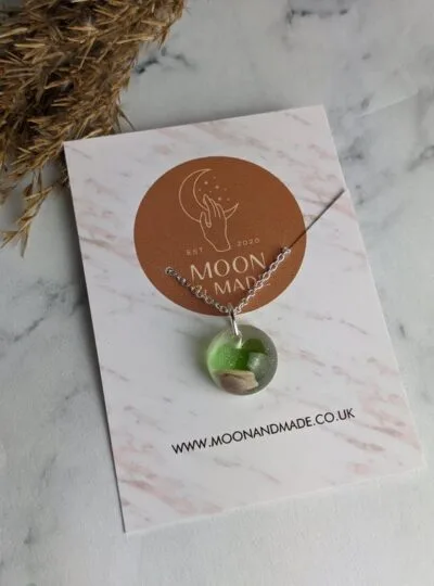 Sea Glass and Shell in Resin Pendant Necklace