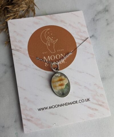 Sea Glass and Shell in Resin Pendant Necklace