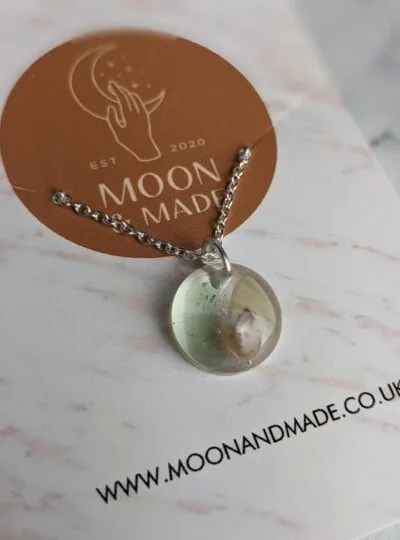Sea Glass and Shell in Resin Pendant Necklace - Image 2