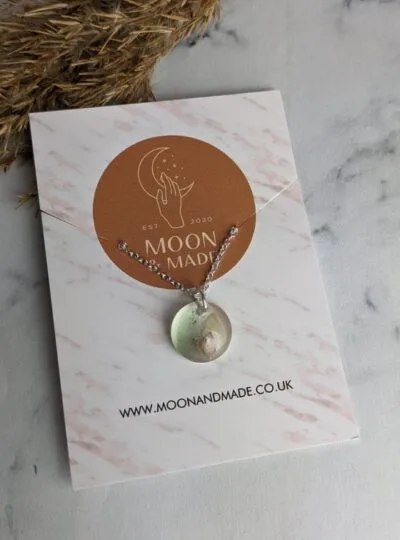 Sea Glass and Shell in Resin Pendant Necklace