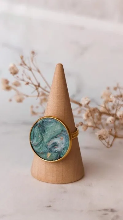 Adjustable Clay Pendant Ring