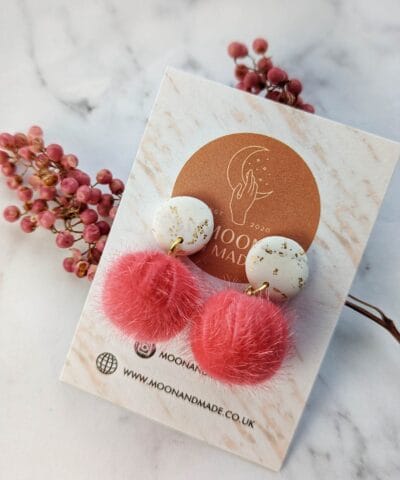 Polymer Clay Pom Pom Earrings