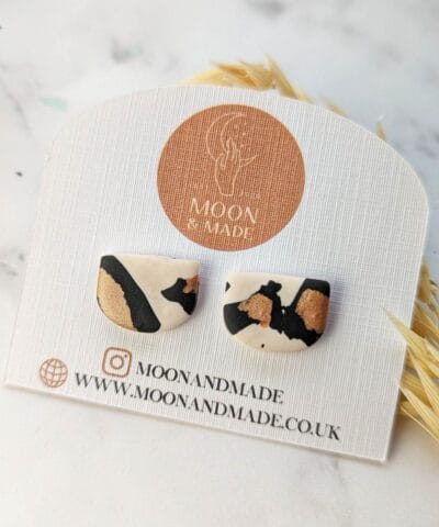 Handmade leopard print polymer clay earring studs