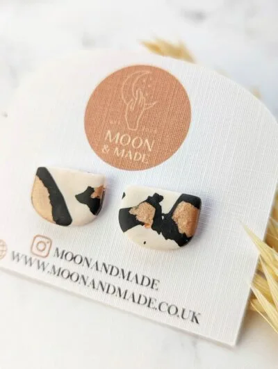Handmade leopard print polymer clay earring studs - Image 2