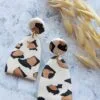 Handmade Polymer Clay Leopard Print Style Earrings